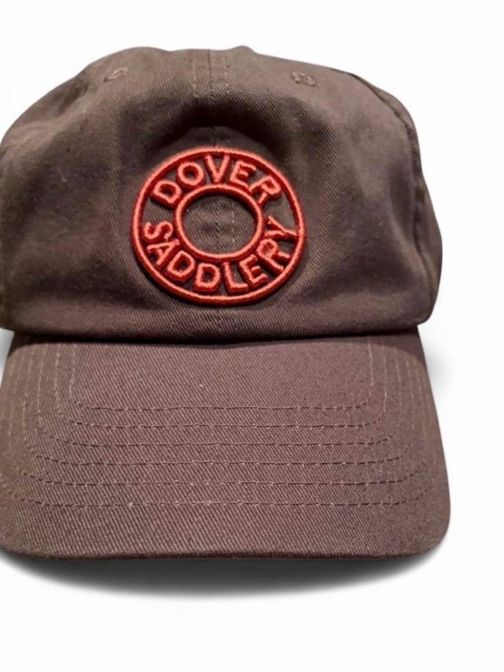 Dover Saddlery Embroidered Logo Baseball Cap - Brown with Red Accent